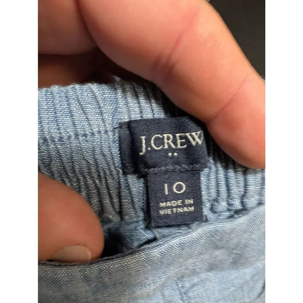 J. Crew Tie-Waist Chambray Blue Short Women's Size 10